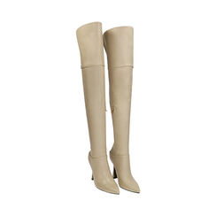 Botas sobre las rodillas color crema, tacón 10,5 cm, Primadonna, 202139612EPPANN035, 002 preview