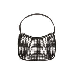 Mini hobo bag nera con strass, Primadonna, 225124480LYNEARUNI, 003 preview