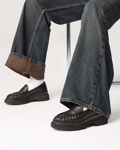 BOTAS DE LLUVIA MOCASIN PIEL LAVADA MORO, DK BROWN