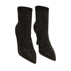 Botines negros en microfibra con detalles en piedras - 9,5 cm, Primadonna, 264906911MPNENE035, 003 preview