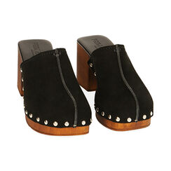 Zoccoli neri in camoscio, tacco 7,5 cm, Ultime occasioni, 214375853CMNERO037, 002 preview