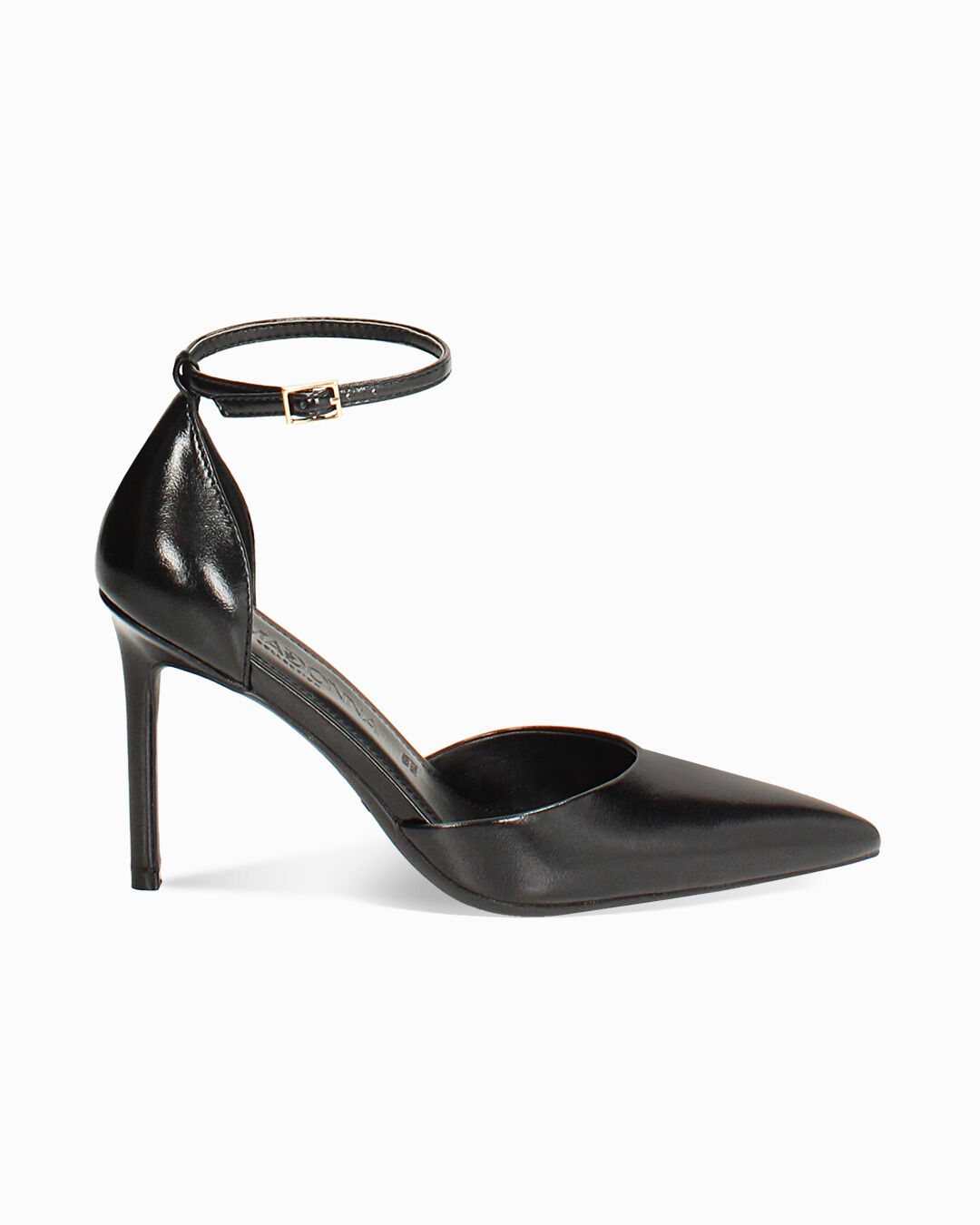 Décolleté open shank neri con tacco 9,5 cm