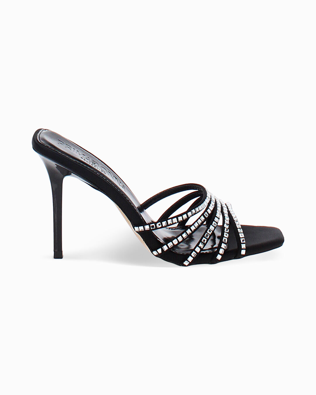 Mules open toe nere tacco 9 cm