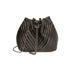 Mini-bag secchiello nera matelassé, Primadonna, 225741882EPNEROUNI, 001 preview