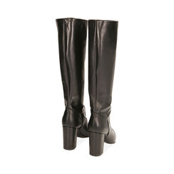 Botas negras de piel, tacón de 9 cm., Primadonna, 19L601651PENERO036, 003 preview