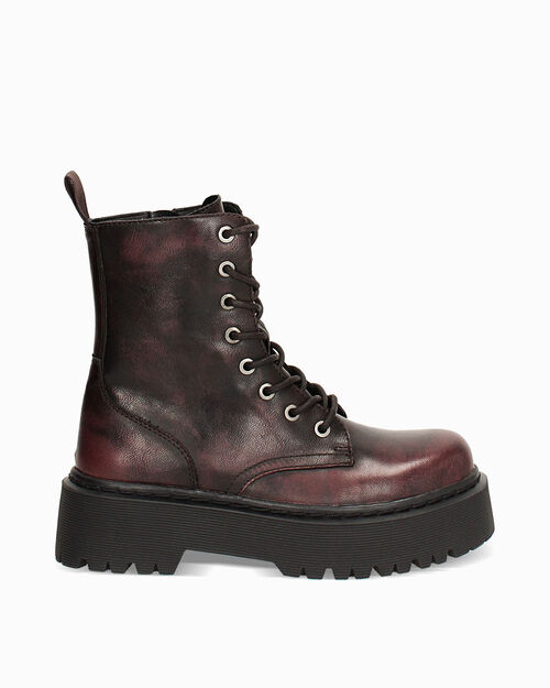 Bordeaux combat boot with 5 cm heel, BURGUNDY