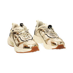 Baskets femme beige-or en tissu, Primadonna, 250151101TSBEOR036, 003 preview