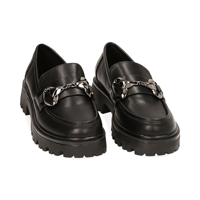 Mocassini donna chunky neri suola 5 cm Primadonna Collection