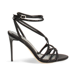 Sandales noires avec pierres talon 9,6 cm, Primadonna, 272128701RPNENE035, 001 preview