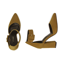 D&eacute;collet&eacute; gialle in microfibra, tacco 9,50 cm , Scarpe, 144895575MFGIAL037, 003 preview