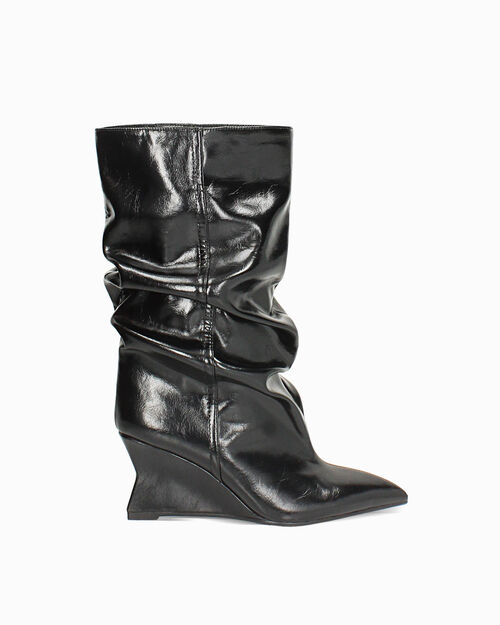 Tronchetti neri lucidi a zeppa, BLACK