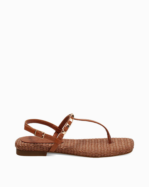 Sandali bassi cognac eleganti, COGNAC