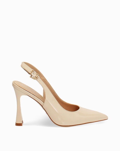 D&eacute;collet&eacute; slingback beige tacco 9,5 cm, BEIGE