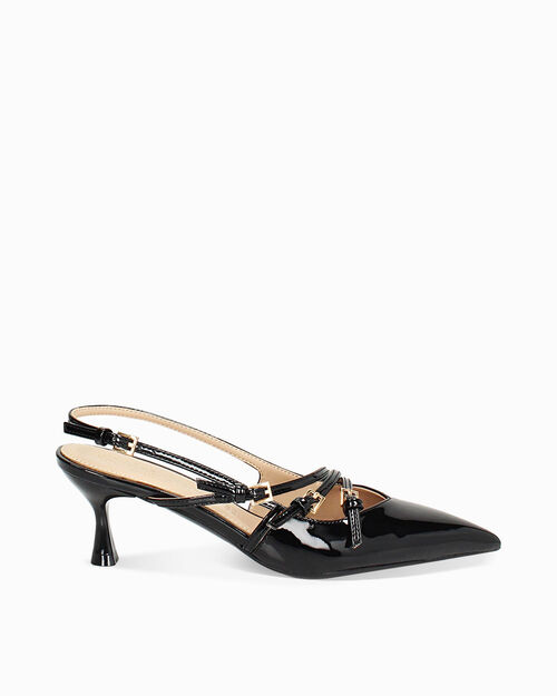 Zapato destalonado negro tac&oacute;n 6 cm, BLACK