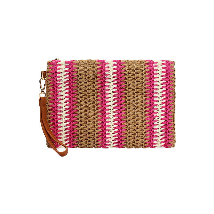 Pochette donna mare fucsia in raffia, Primadonna, 25J900704RFFUCSUNI