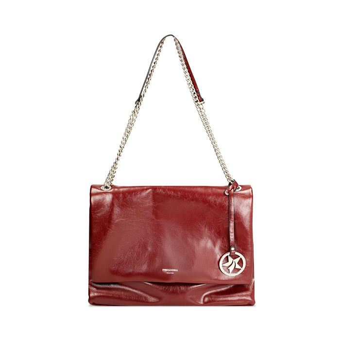Borsa a spalla bordeaux con catena, Primadonna, 265700583EUBORDUNI
