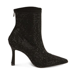 Botines negros en microfibra con detalles en piedras - 9,5 cm, Primadonna, 264906911MPNENE035, 001a
