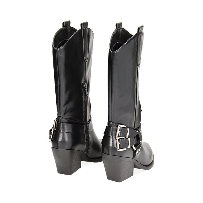 Botas tejanas negras para mujer con hebillas Colección