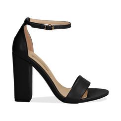 Sandali minimal neri in eco-pelle, tacco 10,5 cm ,