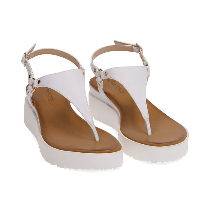 Sandalias de dedo blancas cuña 5 cm | Primadonna Collection