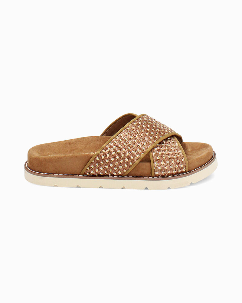 Sandali bassi donna marroni in raffia image number null