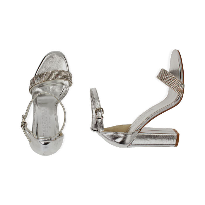 Sandali donna argento laminato tacco 10 5 cm Primadonna Collection