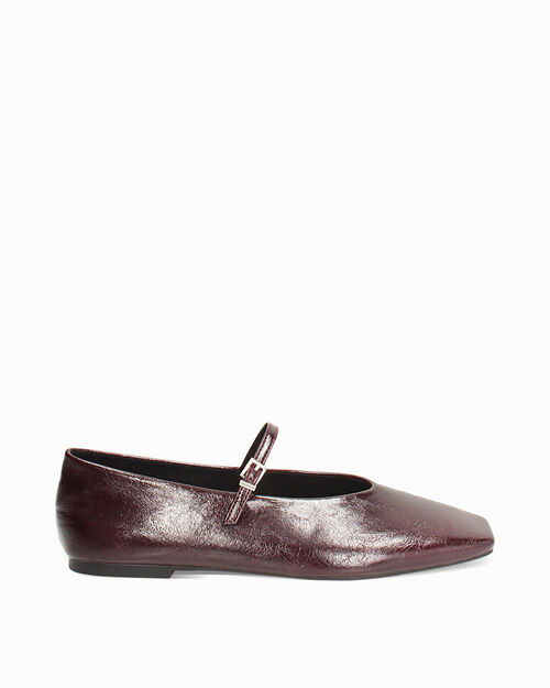 Ballerine bordeaux con cinturino dorato, BURGUNDY