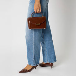 Mini sac brillant cognac avec bandoulière amovible, Primadonna, 265126397EUCOGNUNI, 002a