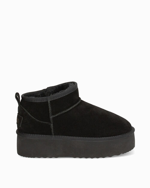 Bottines d'hiver noires en daim avec talon de 4,5 cm, BLACK