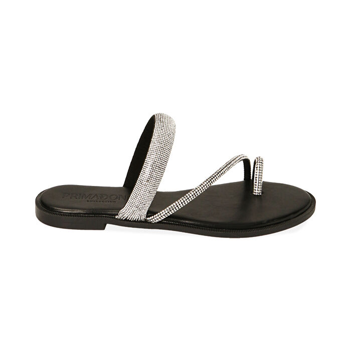 Ciabatte donna nere infradito con strass Primadonna Collection