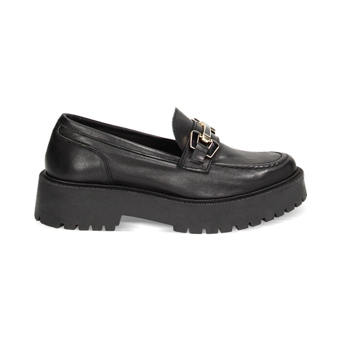 Mocassin noir en cuir, Primadonna, 23L645001PENERO036