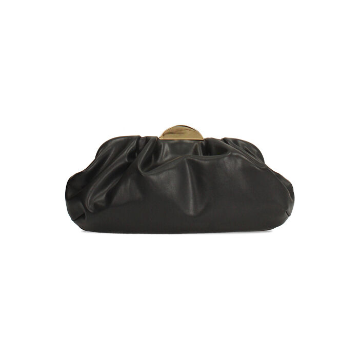 Clutch nera elegante con dettagli oro, Primadonna, 265126345EPNEROUNI