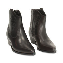 Bottines en cuir noir avec talon de 4,5 cm, Primadonna, 26B840804PENERO037, 003 preview