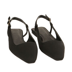 Ballerine slingback nere in tessuto, Primadonna, 214909978LYNERO035, 002a