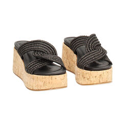 Zeppe donna nere in raffia, Primadonna, 25M553219RFNERO035, 003 preview