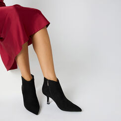 Bottines noires en microfibre avec talon de 7,5 cm, Primadonna, 264911701MFNERO035, 002a
