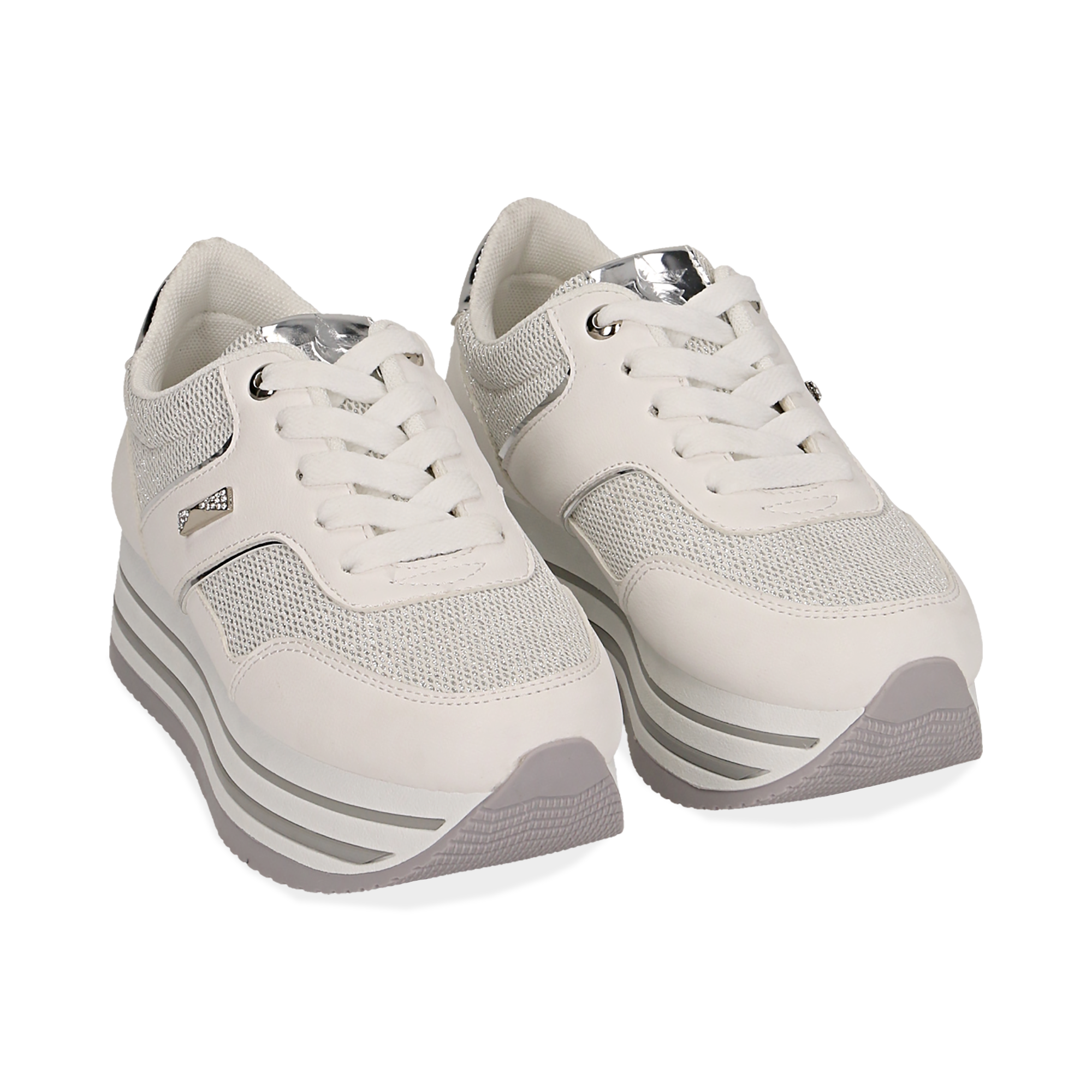 sneakers platform bianche pelle