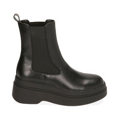 Chelsea boots platform neri, tacco 7 cm , Primadonna, 20N310101EPNERO039, 001a