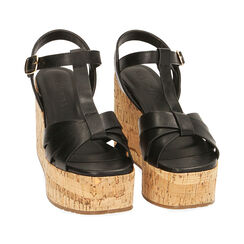 Sandali neri, zeppa 9,5 cm , Primadonna, 194982805EPNERO040, 002 preview