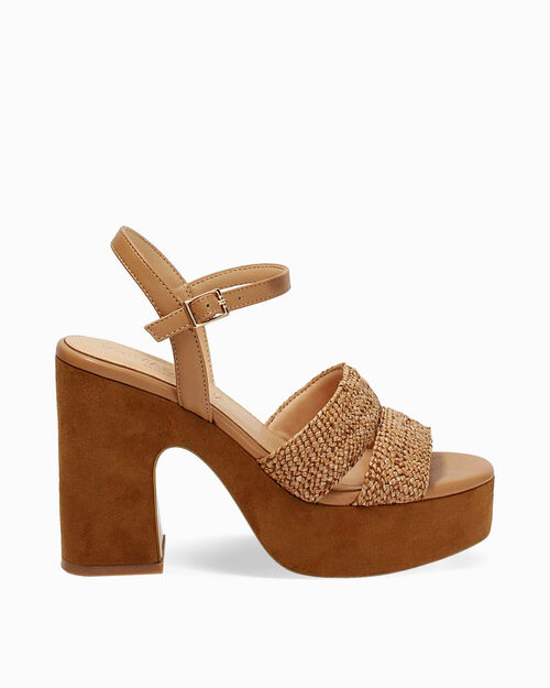 CHAUSSURES POUR FEMMES SANDALE SYNTHETIQ, COGNAC