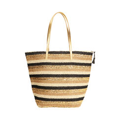 Borsa mare nero/oro in paglia, 21J902740PGNEORUNI, 001a