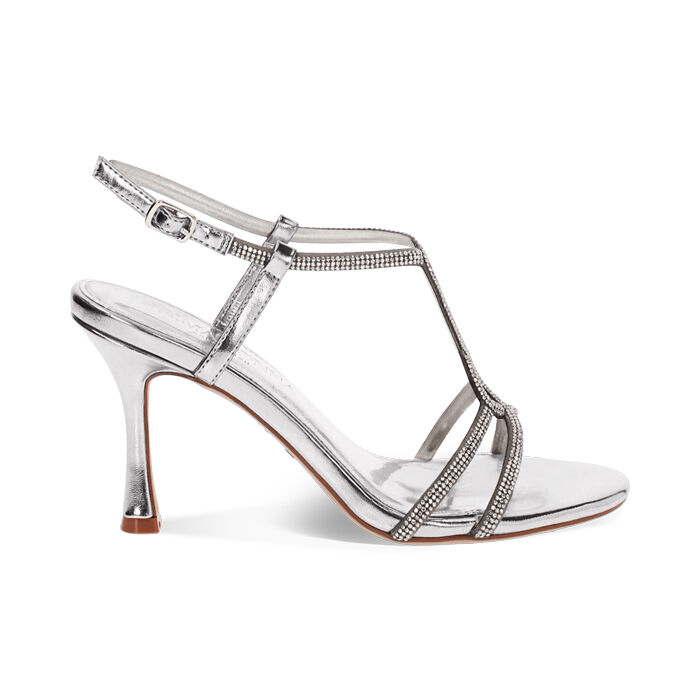 Sandale à talon femme argent en laminé, Primadonna, 254947875LPARGE035