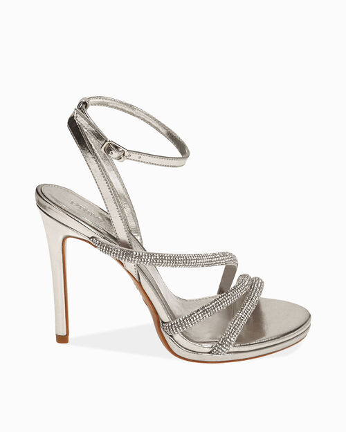 WOMEN SHOES SANDAL BRAIDED STONES ARGE, SILVER