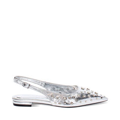 Ballerines slingback femme argentées avec clous, Primadonna, 254906053LMARGE035, 001a