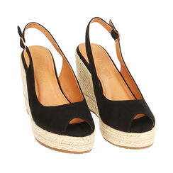 Sandali beige in microfibra, zeppa 10,5 cm, 194910901MFNERO037, 002a
