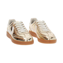 Zapatillas deportivas para mujer doradas en craquelado laminado, Primadonna, 250124015LCOROG035, 003 preview