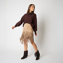 Falda de microfibra camello con detalles elegantes, Primadonna, 26C925128MFCAMEL, 002a