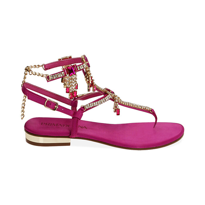 Sandalias mujer chanclas joya fucsia de raso Primadonna Collection