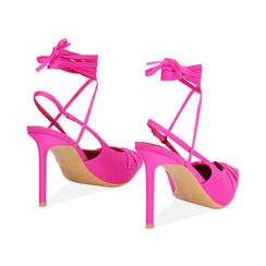 Décolleté slingback donna fucsia con lacci, tacco 9,5 cm, Primadonna, 252156420LYFUCS035, 004 preview