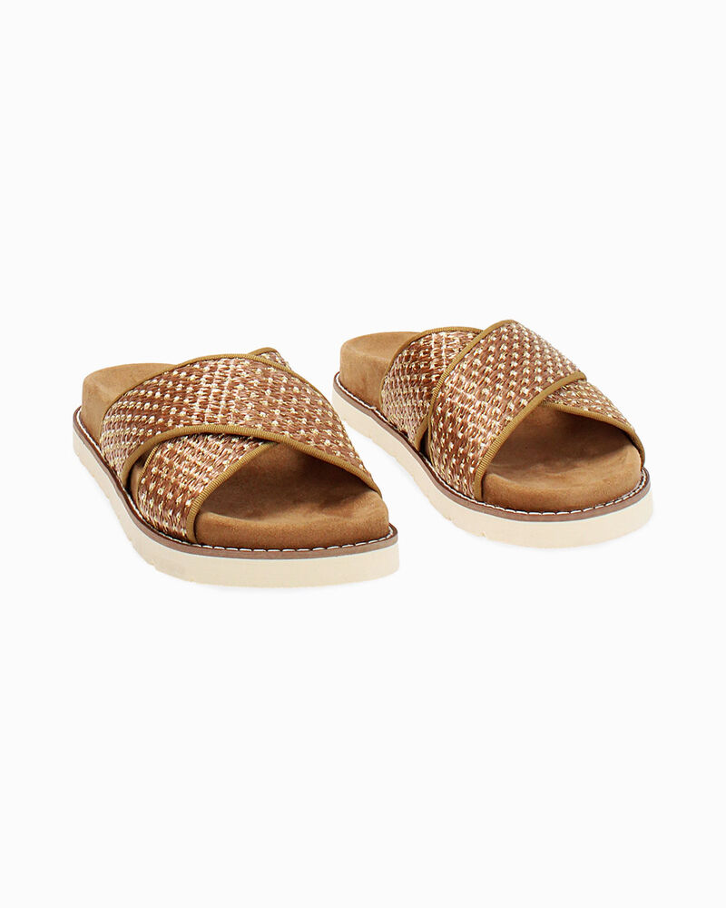 Sandali bassi donna marroni in raffia image number null